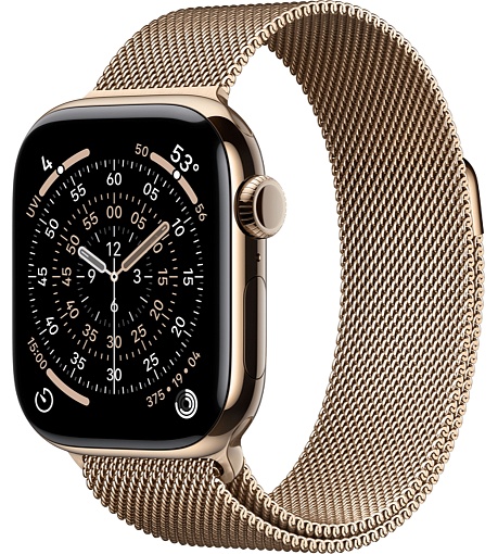 Apple Watch Series 11, 42 mm, Gold Titanium GPS+Cellular, Gold Milanese Loop